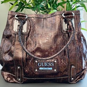 GUESS Brown Large Shoulder Handbag